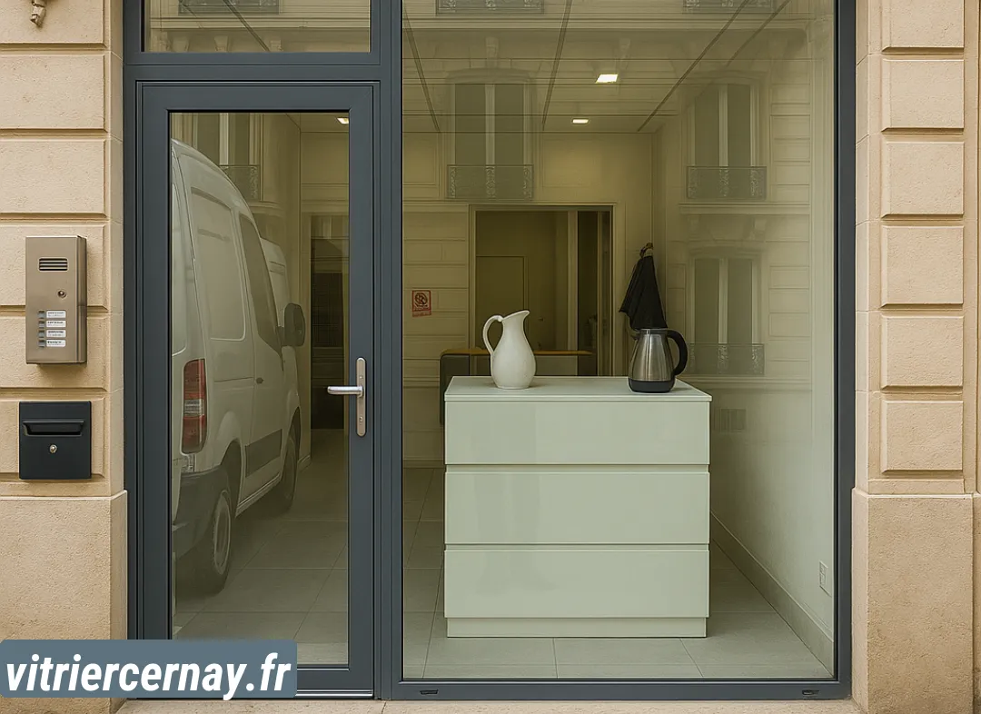 Façade vitrine de magasin en aluminium sur mesure à Cernay